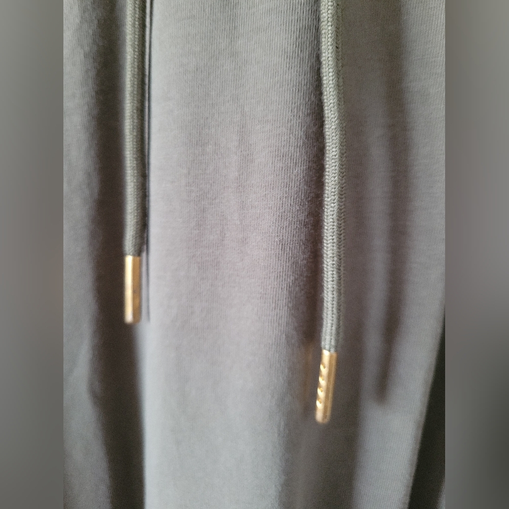 Calvin Klein Khaki/Olive Green Hooded Dress with Gold Logo Stretch Cotton 2X - Picture 12 of 15